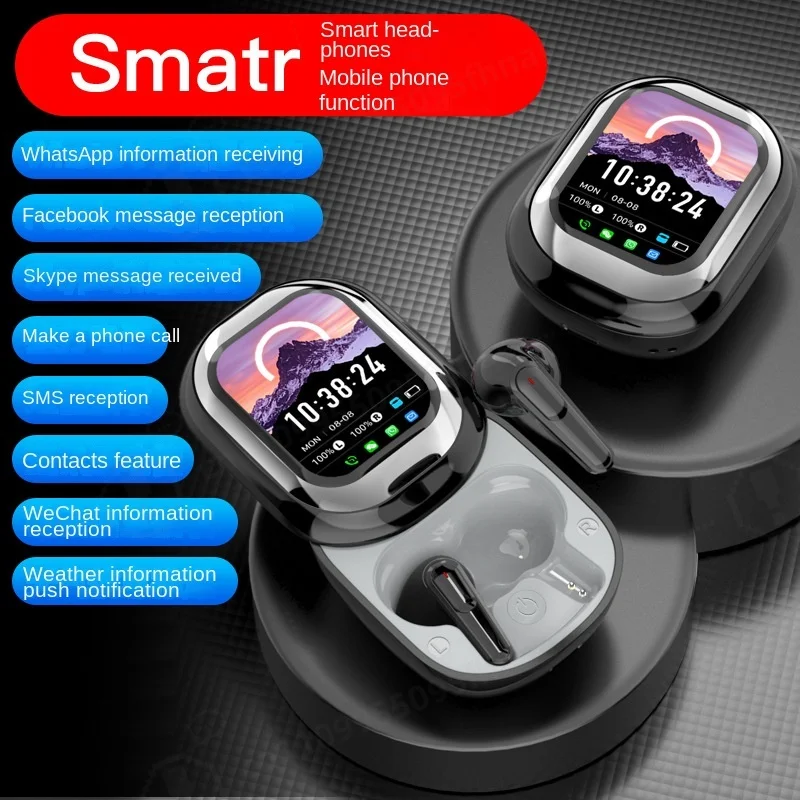 TWS In Ear Earbuds, Bluetooth 5.4, Active Noise Cancelling, Transparent Mode, Color Touch Screen Wireless Headphones
