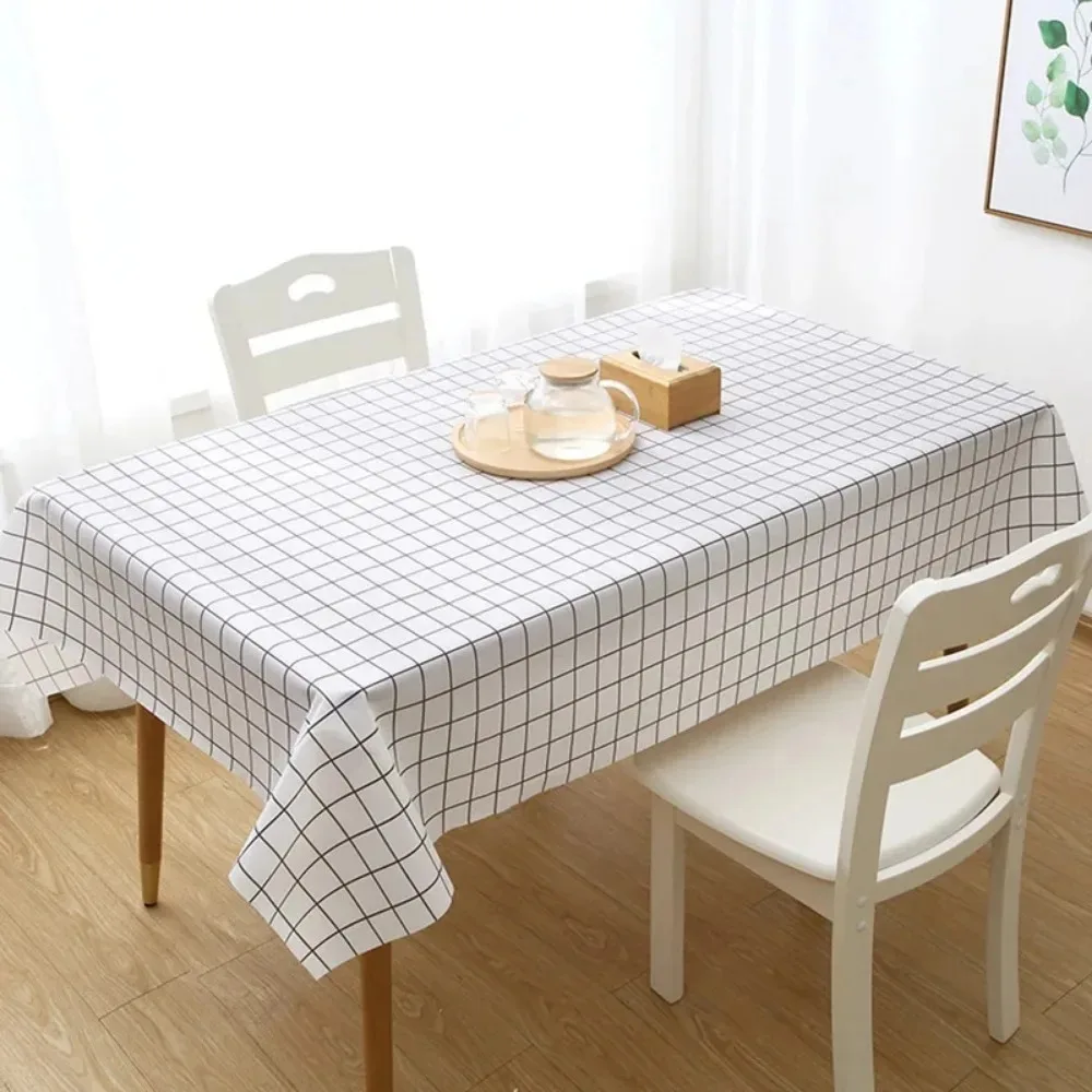 1pc 137X90CM Black And White PEVA Waterproof Oilproof Tablecloth Table Cloth Plaid Pattern Table Cover For Party Outdoor Picnic image 3