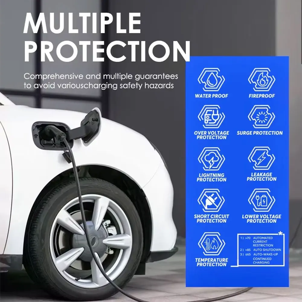 Dreamdash 1Phase 40A 9KW شاحن محمول حماية واي فاي بلوتوث APP التحكم شاحن السيارة الكهربائية SAE J1772 Type1