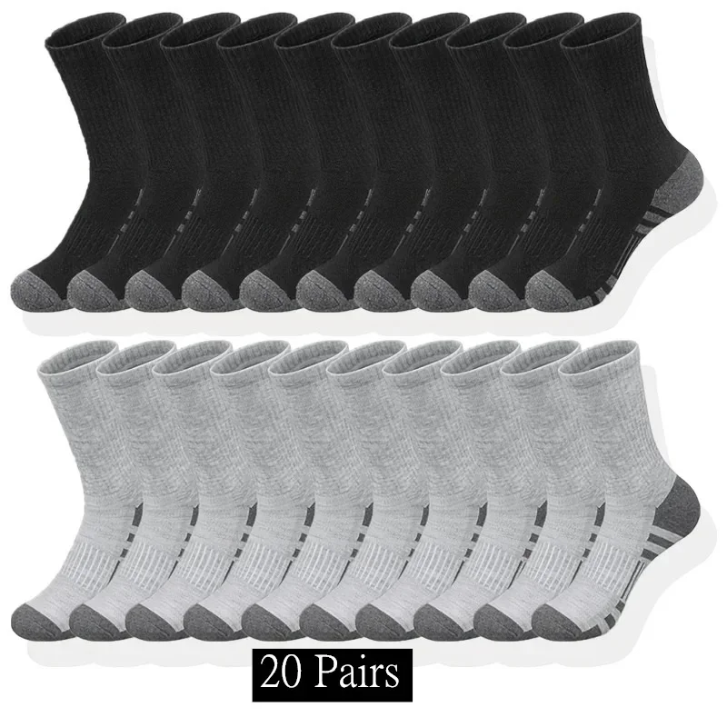 

10/20/30 Pairs Men's Classic Crew Socks Unisex Sports Socks 2026 Men Running Basketball Anti-slip Outdoor Breathable Man Socks