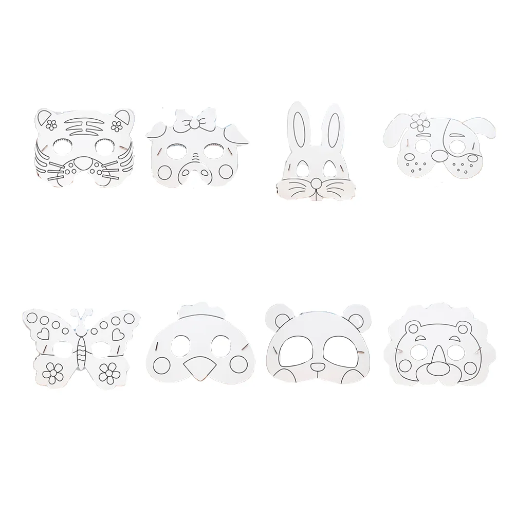 Máscara animal artesanal para crianças, máscaras artesanais, Cosplay Toy, materiais DIY, 8PCs