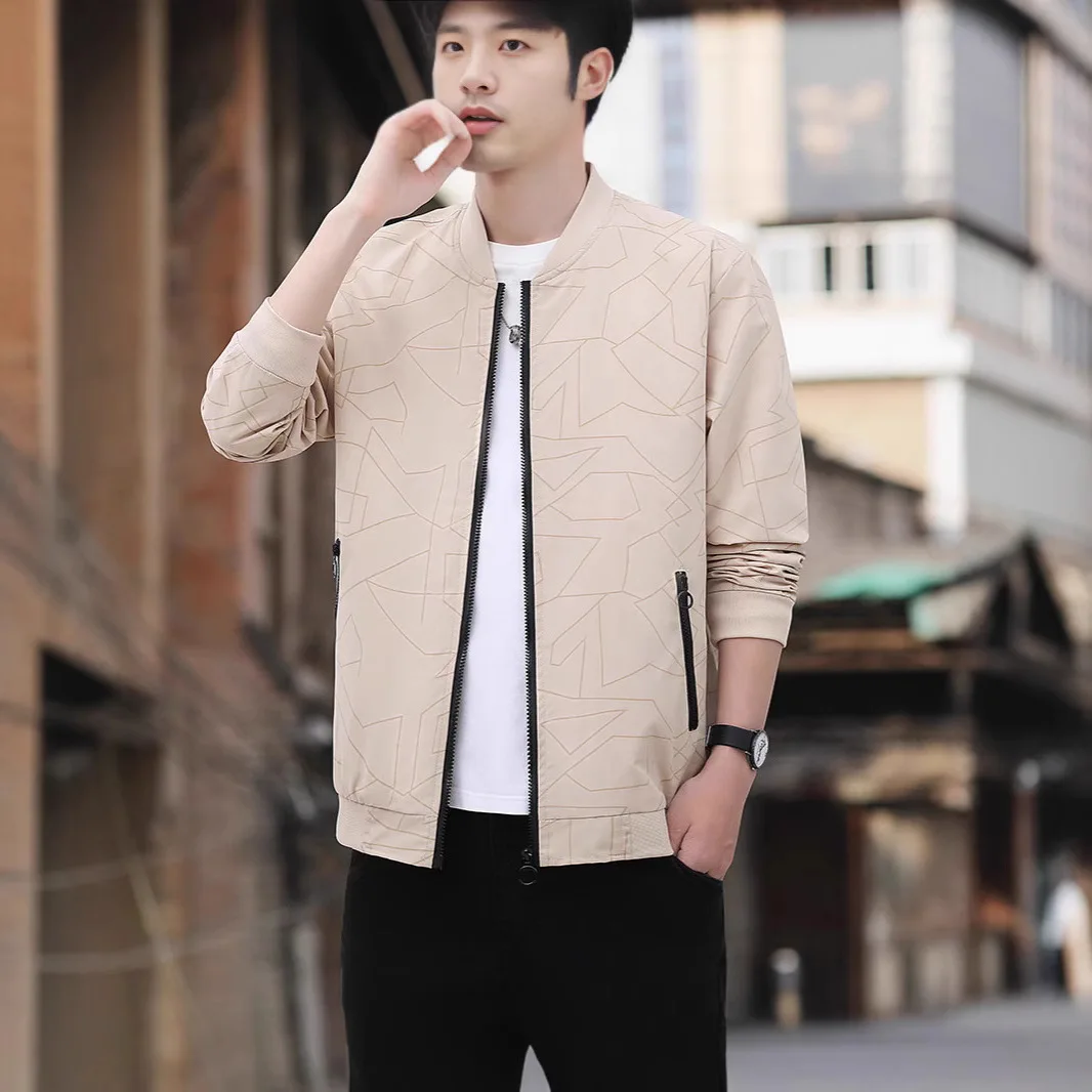 

New Blue Men's Jacket Baseball Collar Jacket