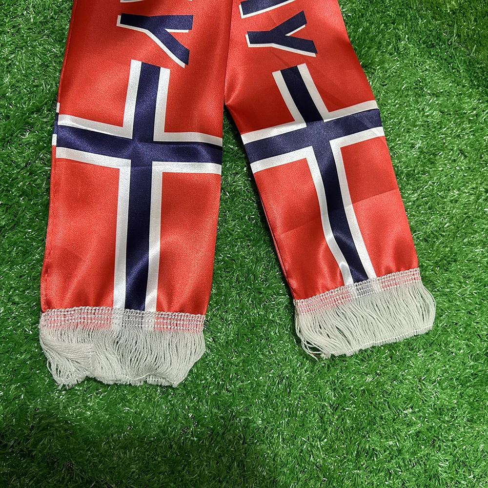 Bufanda táctica bandera de Noruega Sky Flag con borlas y satén - imagen 5