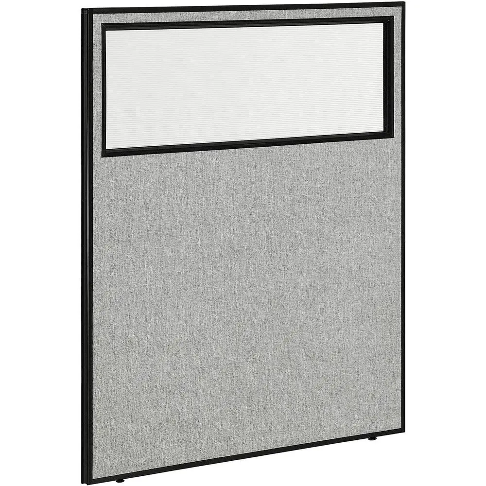 

48.25 Wide x 60 Tall Office Partition Panel with Partial Window, Gray