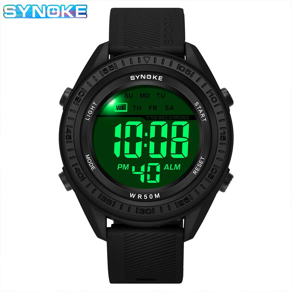 Outdoor Sport Watch Men Alarm Chrono Clock 5Bar Waterproof Military Watches LED Display Shock Digital Watch Thin Synoke Design