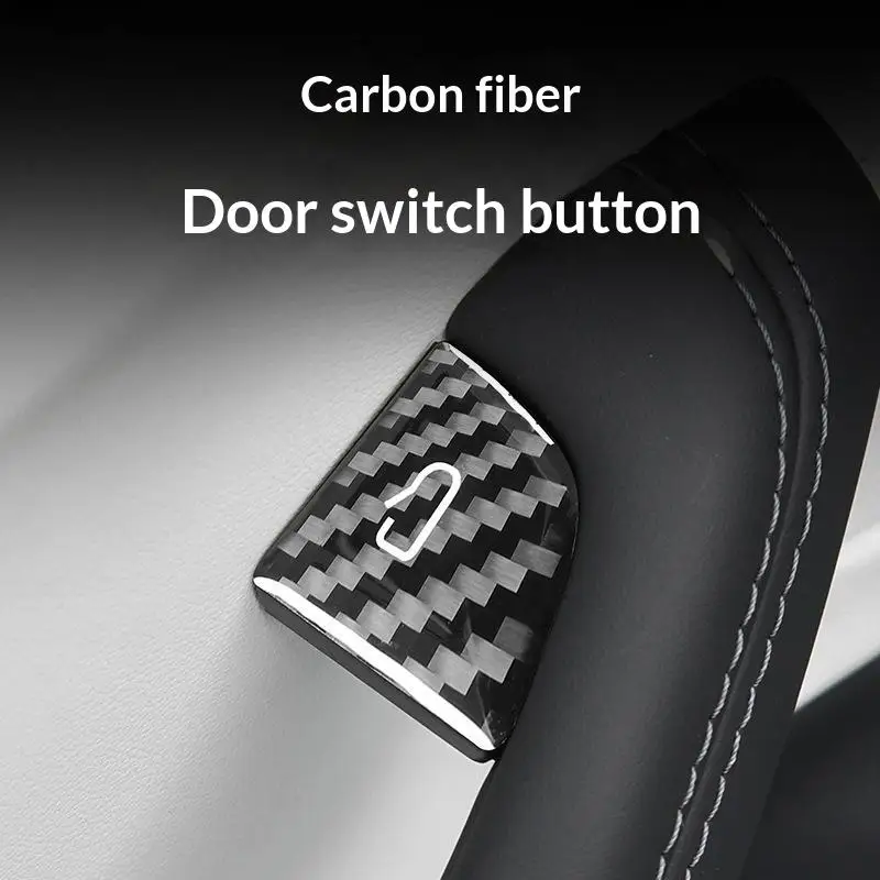 【MO】For Model 3/Y/YL Juniper Carbon Fiber Car Interior Door Switch Button Protection Trim Stickers Anti Scratch Accessories