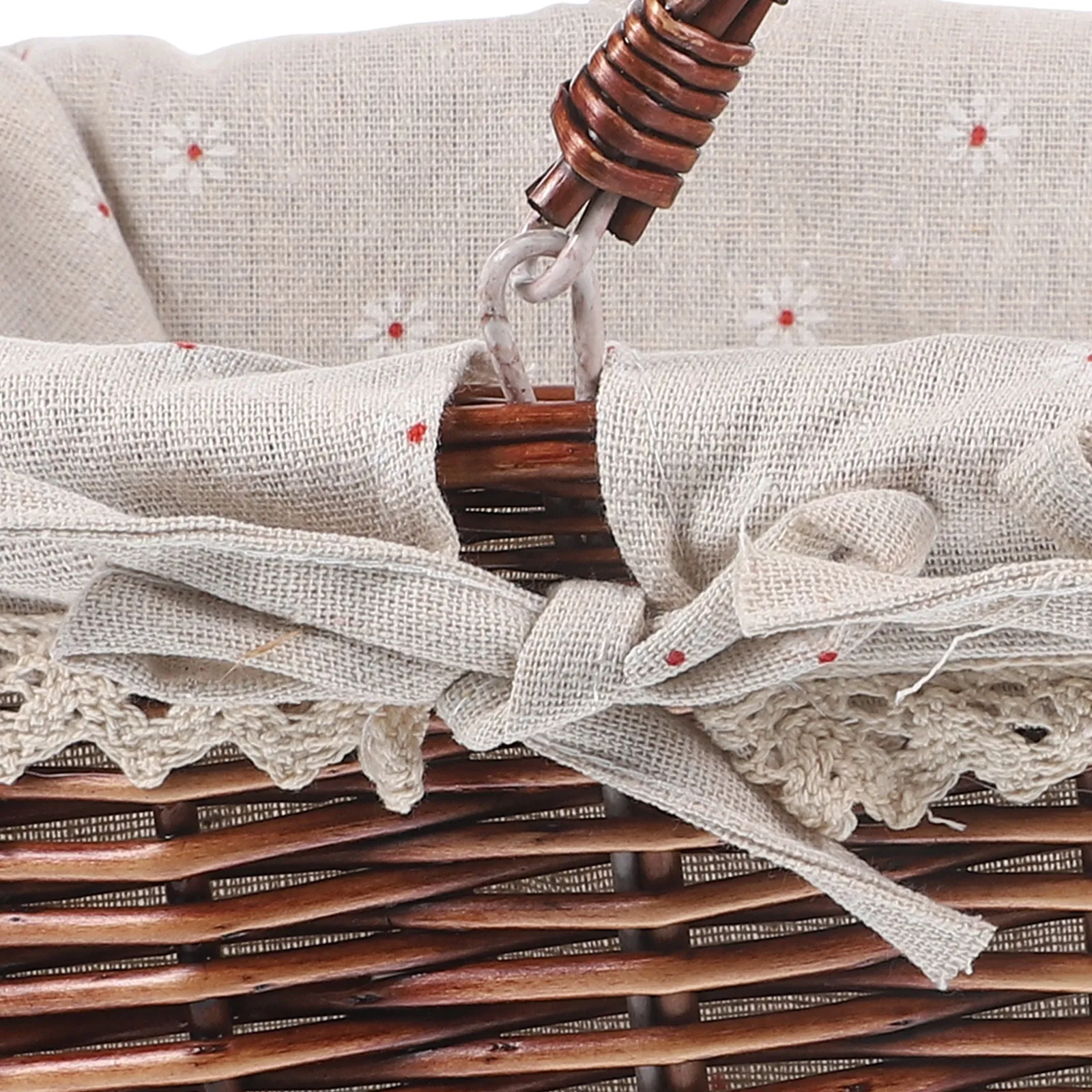 

Natural Woven Storage Basket Handcrafted Wicker Fruit Vegetable Container with Sturdy Handle for Kitchen Pantry Picnic Bread