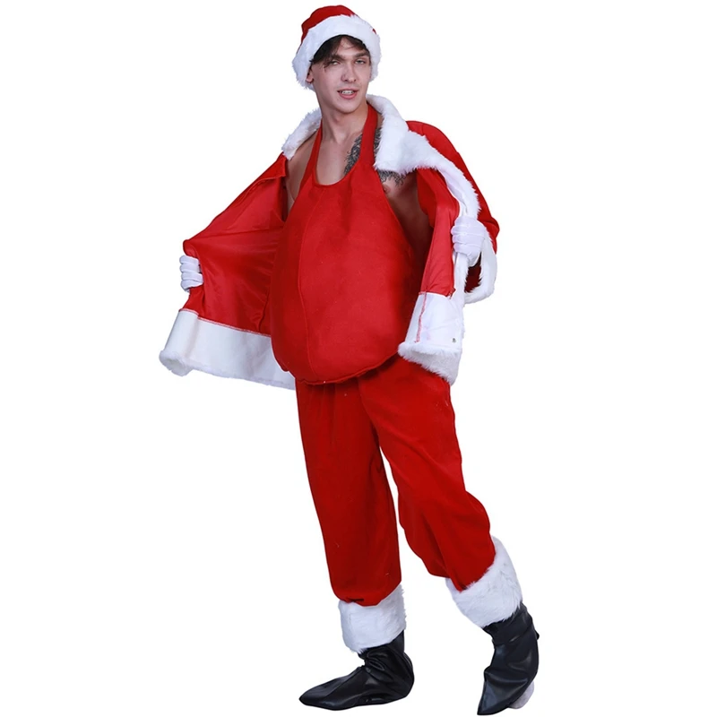 Funny Unisex Santa Claus Fake Belly Christmas Stage Show Props Accessories Dress Up Cosplay Christmas Party Stuff