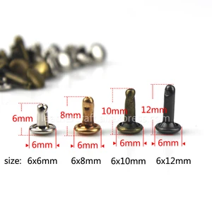 Double Cap Metal Niets Bolzen, runde Nieten für Lederhandwerk, Beutel, Gürtel, Kleidung, Hut, Schuhe, Haustierkragen, 6 mm, 8 mm, 100 Sets 8 Hauptverkäufe Vivet gesehen - №7