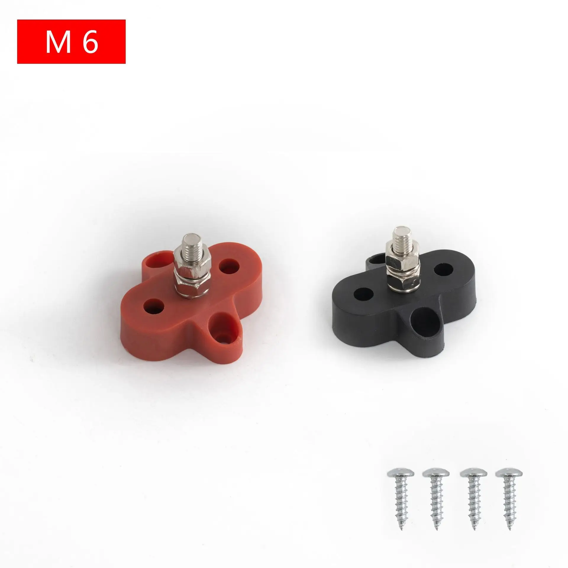 M6 M8 M10 Junction Terminal Block Stud Bus Bar Heavy Duty Battery Power Distribution DC 48V Busbar Red/Black Automotive RV Boat