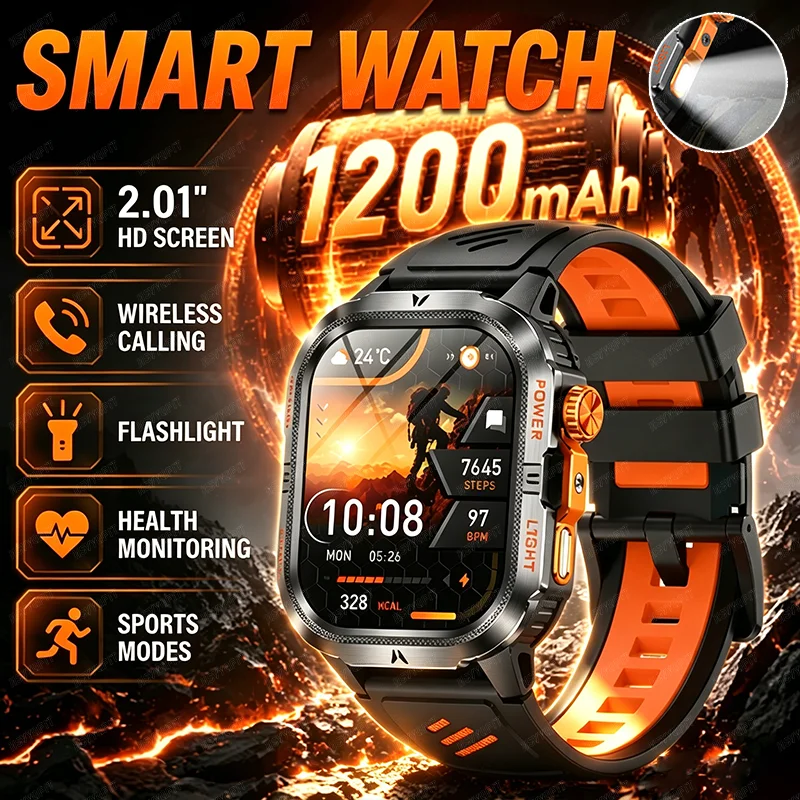 

2026 new men's and women's outdoor smartwatches, 2.01-inch high-definition display screen, wireless calling, sports tracking fun