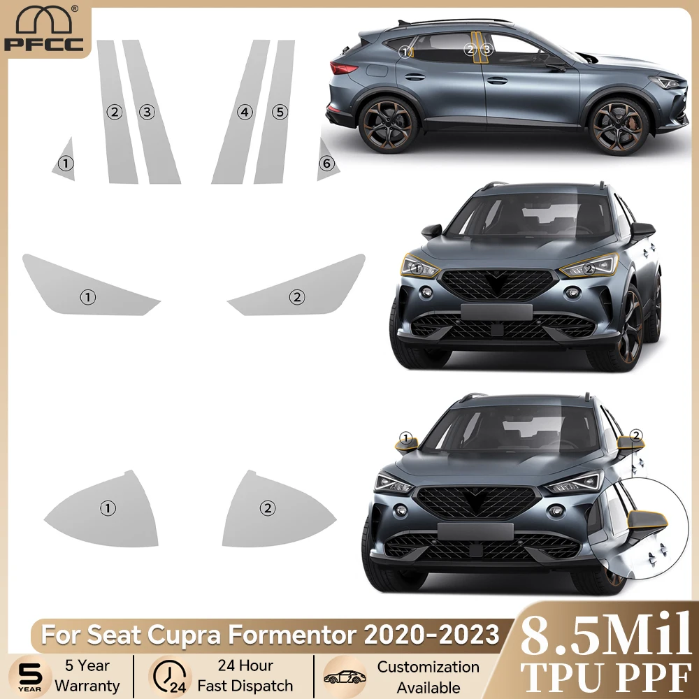

Фара заднего вида B C стойки ТПУ защитная пленка для краски предварительно вырезанная PPF для Seat Cupra Formentor 2020-2023 прозрачный бюстгальтер против царапин