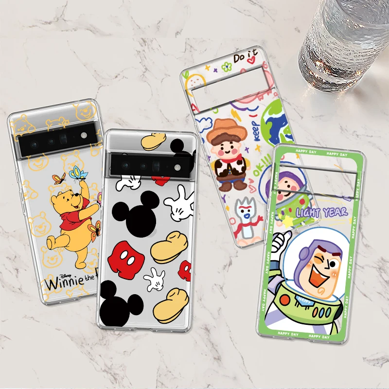 Disney Buzz Toy Story Shockproof Case For Google Pixel 8 7 6 Pro 7a 6a 5 5a 4 4a XL 5G Transparent Phone Cover