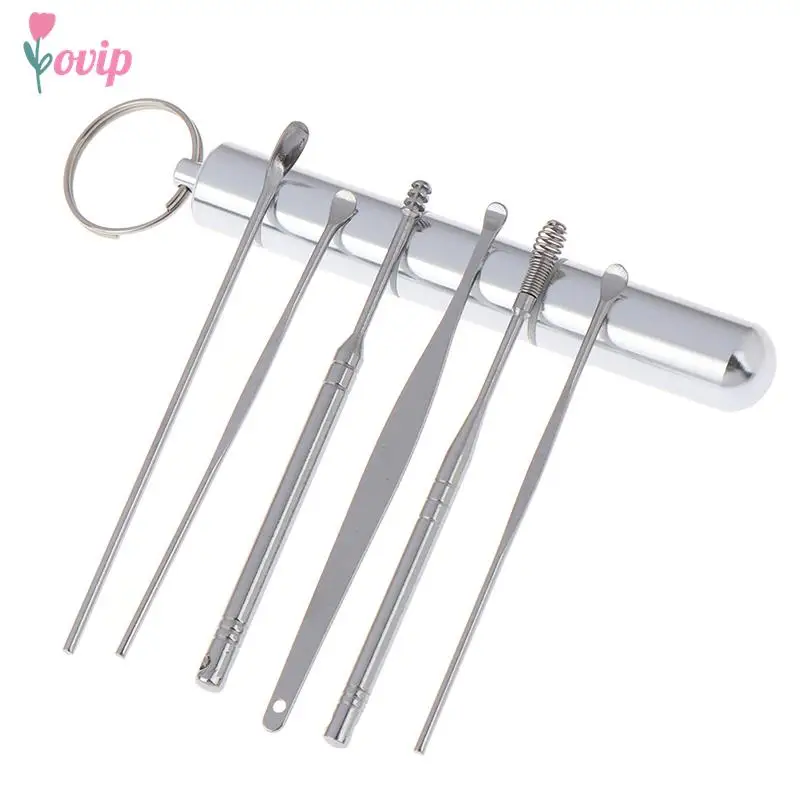 6Pcs/Lot Multifunction Ear Pick Spoon Stainless Steel Spiral Ear Pick Spoon Ear Wax Removal Cleaner Ear Care Beauty Tools