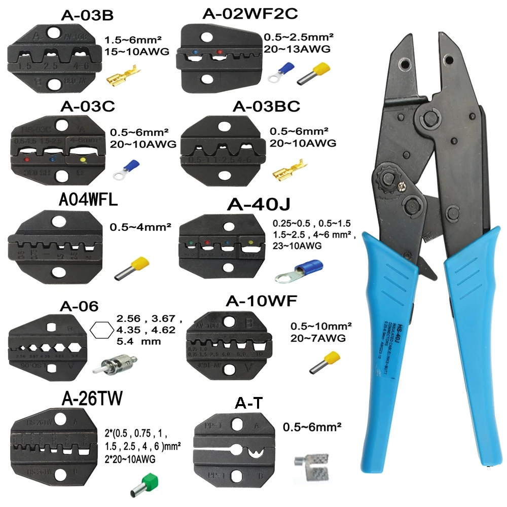 A10WF A26TW A06 A03BC A02WF2C A40J Die Sets for HS FSE AM-10 EM-6B1 EM-6B2 CRIMPING PILER Crimping machine modules one set  jaws