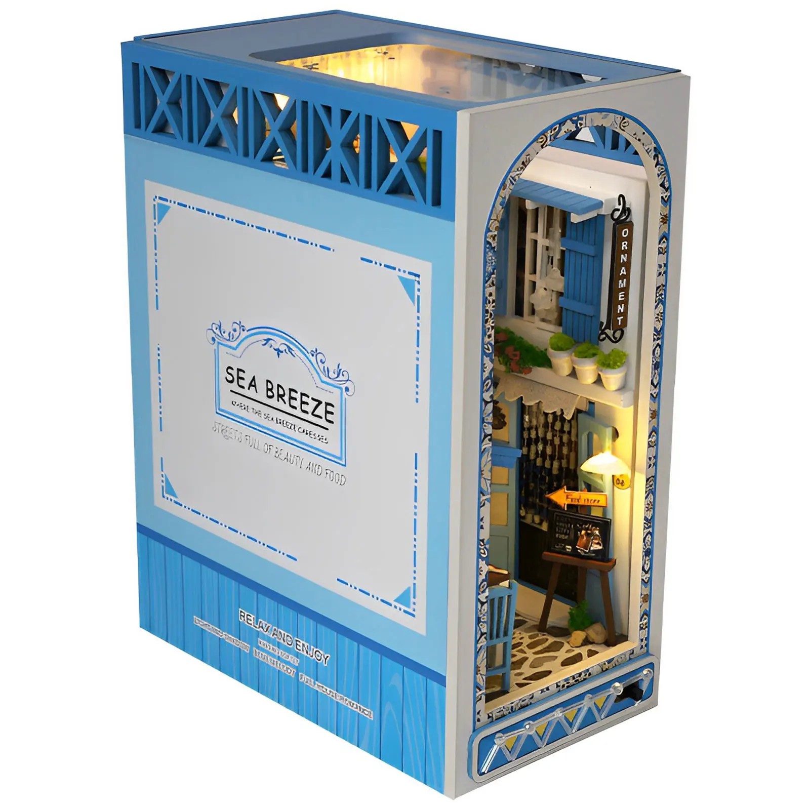 Kit de coin de livre à monter soi-même, Puzzle 3D en bois, étagère, décor avec lumière chaude, Kit de modèle de maison de poupée Miniature, créatif et éducatif