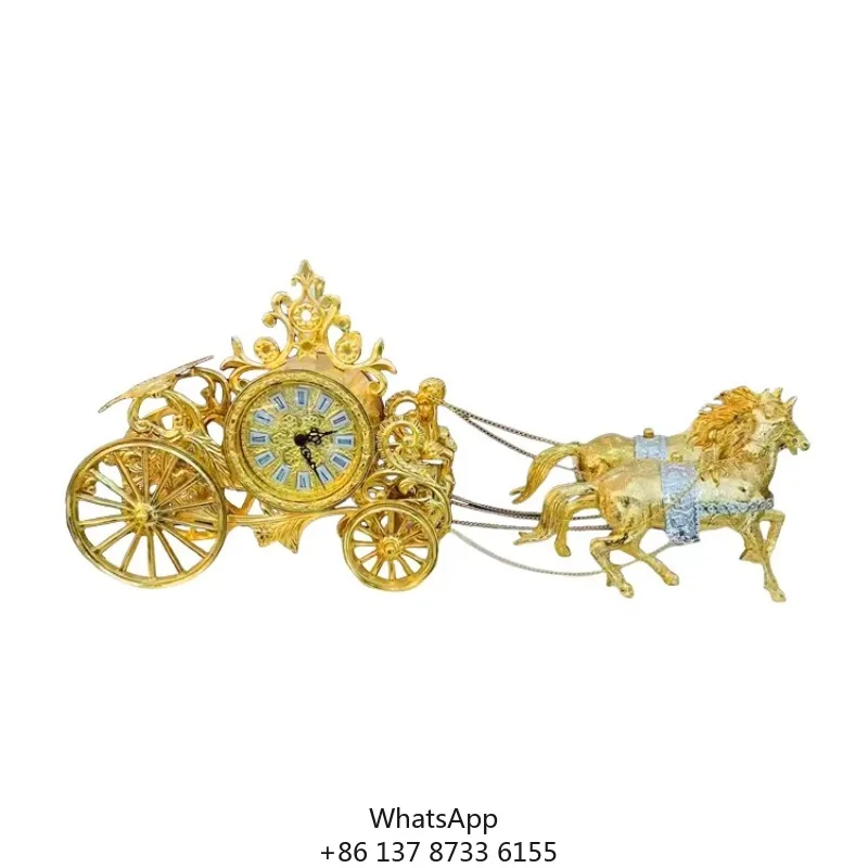 

Medieval Luxury Elegant Style Gilt Bronze Carriage Clock Antique Brass Gold Quartz Needle Display Marble Base For Everyday Use
