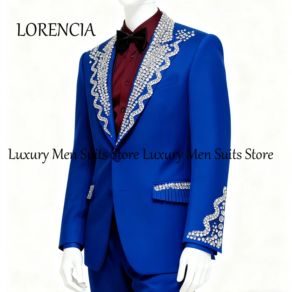 

Роскошные мужские костюмы с бриллиантами, комплект из 2 предметов, остроконечная этикетка, свадебный смокинг для жениха, индивидуальный блейзер 2025, брюки traje ju изменения masculino