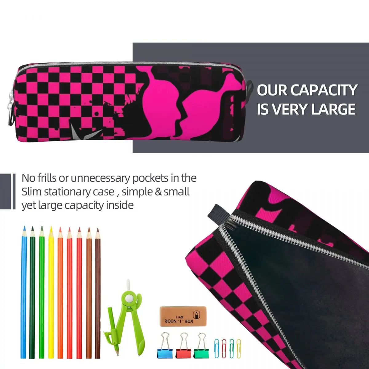 Punky Pink Emo Pencil Cases Large Capacity Pen Bags Pen Box For Boys Girls Students Stationery Pencil Pouch Cosmetic bag - view 6