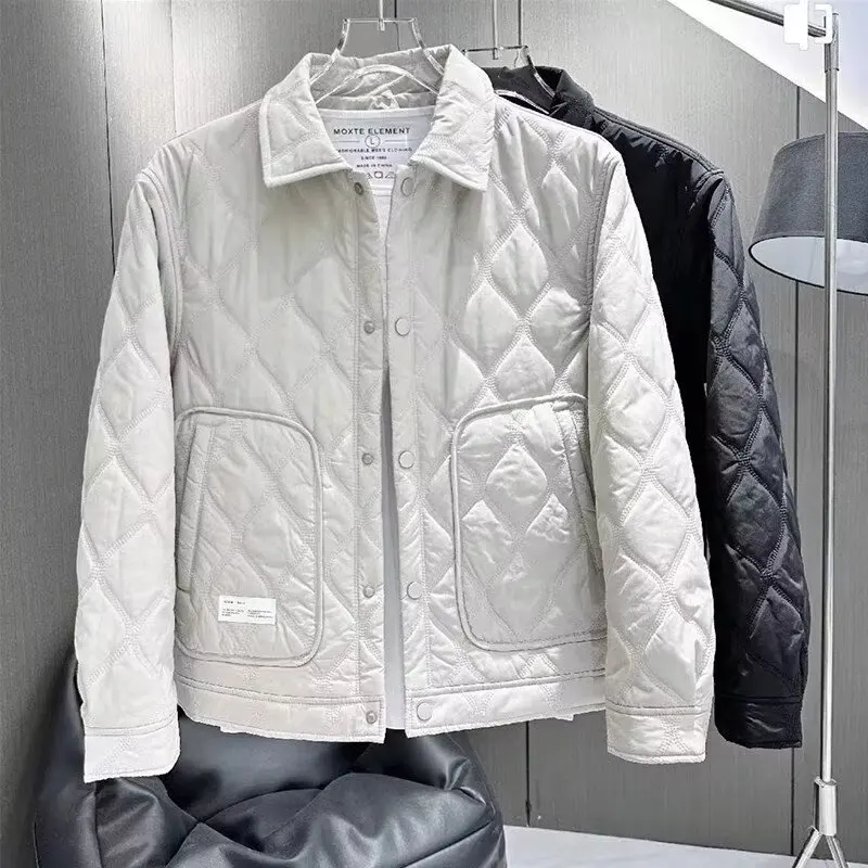 

Autumn Winter Men's Collared Thin Cotton Jaet Faionable Versatile irt Youth Outerwear Cotton Clothes Long Sve Zipper...