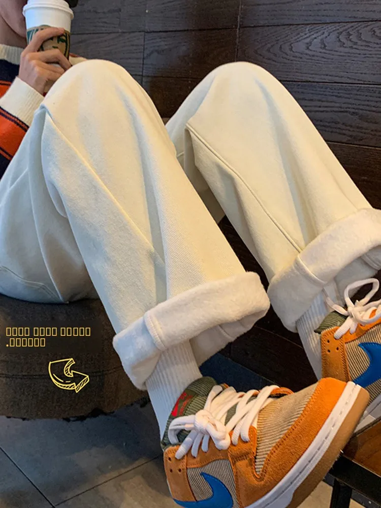 

White Fce Lined Thiened Winter Denim Jeans for Men High Waist Straight Leg Wide Leg Pants Warm Cold Resistant under 40 D...