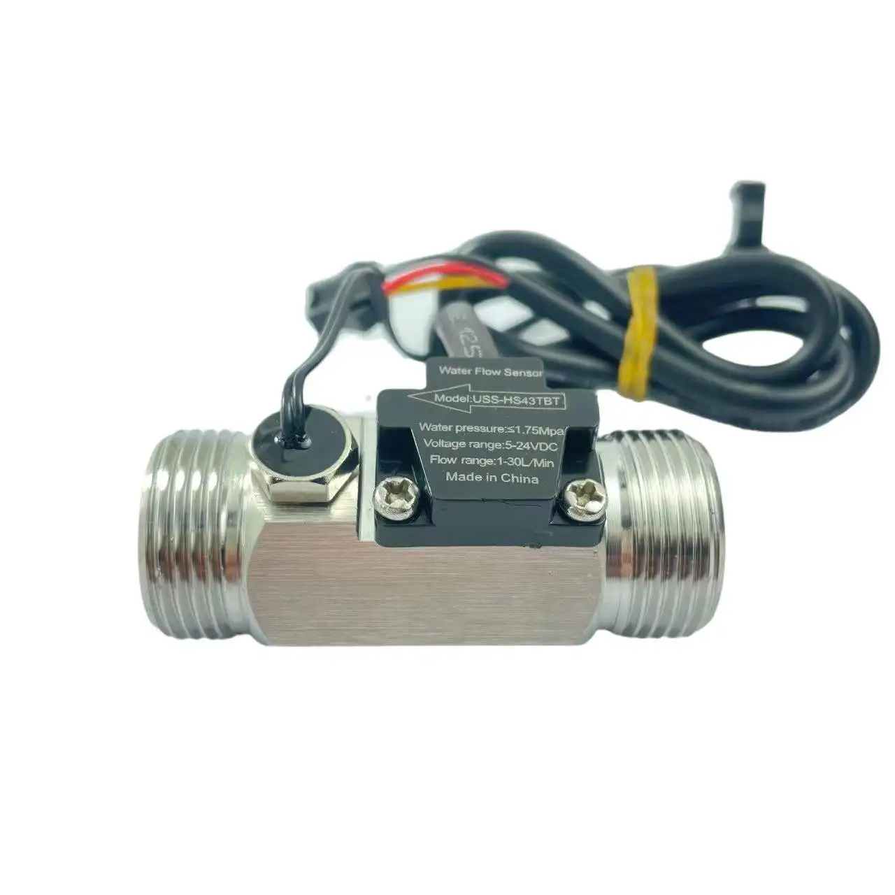 USS-HS43TBT  G3/4“ SUS304 Flow Sensor Stainless Steel 5-24V DC 1-30LPM Flowmeter Turbine NTC50K Temperature Sensor