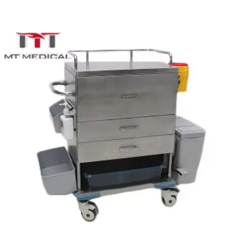 Hochey  304 Stainless Steel Hospital Treatment Trolley SS Crash Carts Sickroom Furnitures Luxury  Crash Trolley