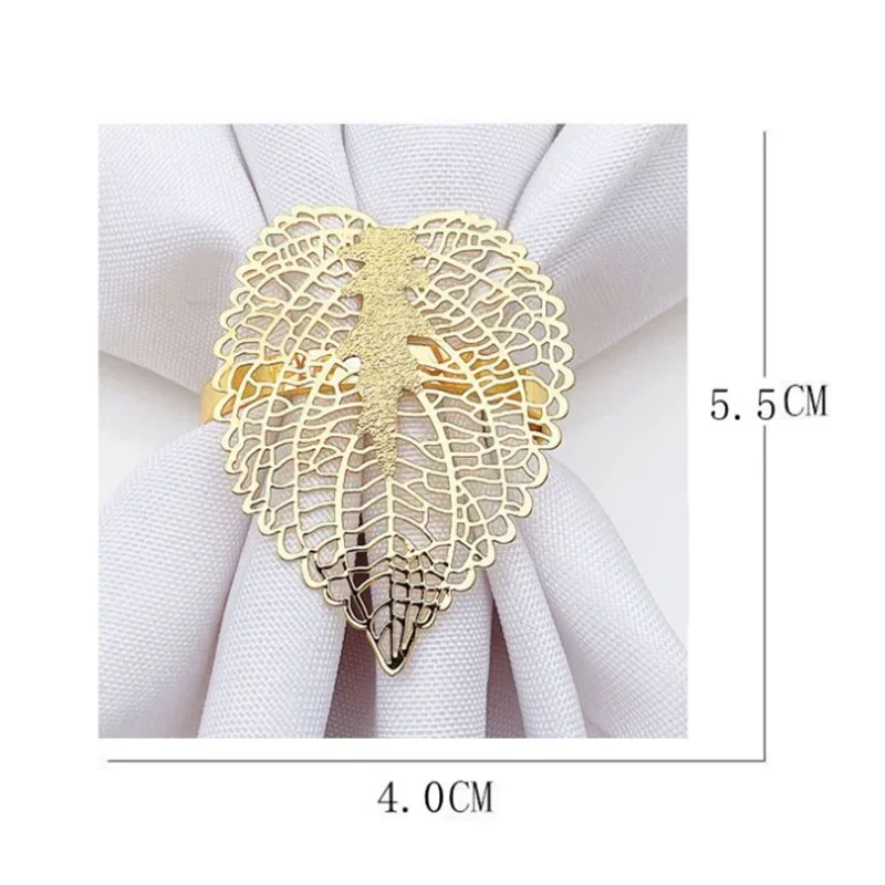 Gold Fall Leaves Napkin Rings Set for Party Table Decor