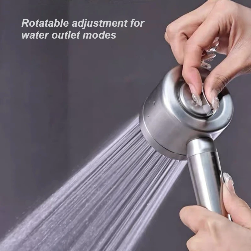 Bathroom 304 stainless steel reinforced pressurized shower head, three-speed water outlet adjustment, shower lotus canopy head