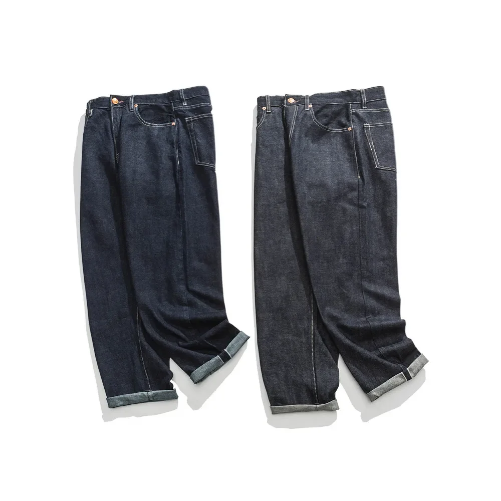 Pantalones vaqueros Cargo lavados para hombre, Jeans Retro informales, sueltos, rectos, de pierna ancha, Otoño e Invierno