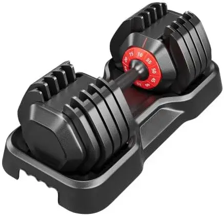 

Adjustable Dumbbell 55LB Single Dumbbell Weight 10 in 1 Weight Dumbbells with Anti Slip Metal Handle and Bicep Supports for Comp