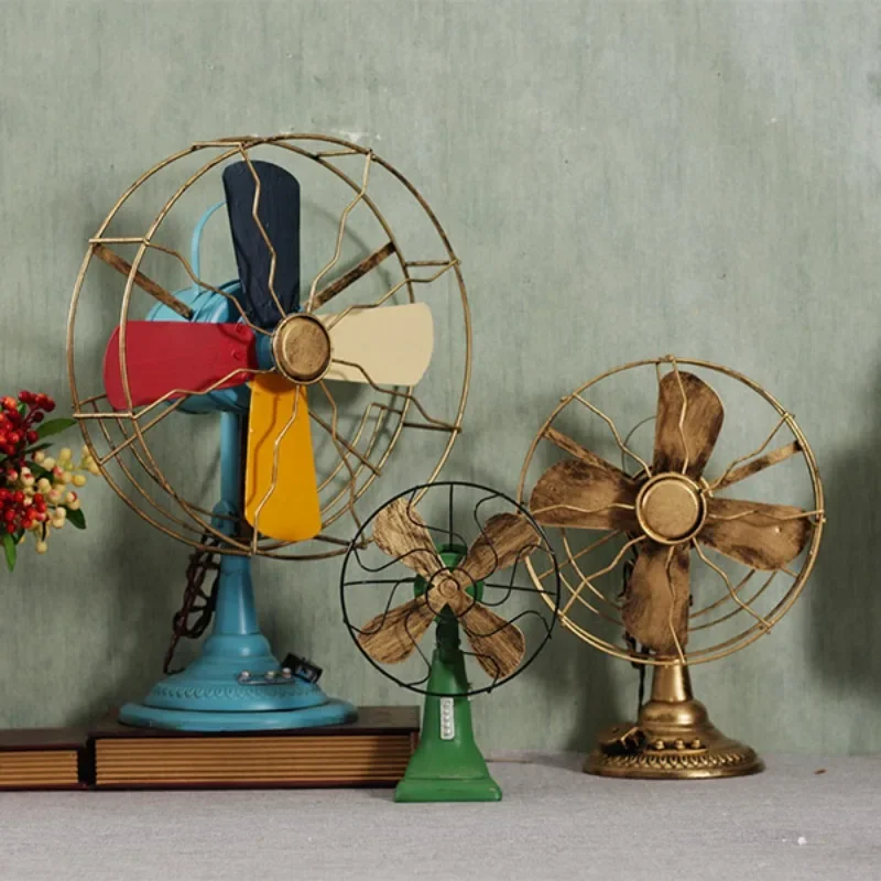 Vintage European Electric Fan Model Antique Decoration Restaurant Clothes Shop Cafe Window Props Retro Furnishing