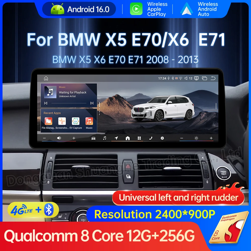 Right Hand Drive Car Radio Video For BMW X5 E70 X6 E71 2008 - 2013 CCC CIC System Navi GPS Android 16 Wireless Auto CarPlay BT