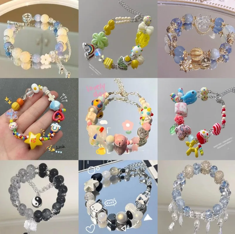 Crystal Bracelet Girls Ceramic Bracelet Cat's Eye Pearl Dopamine Jewelry High-grade Feeling Does Not Fade Jewelry