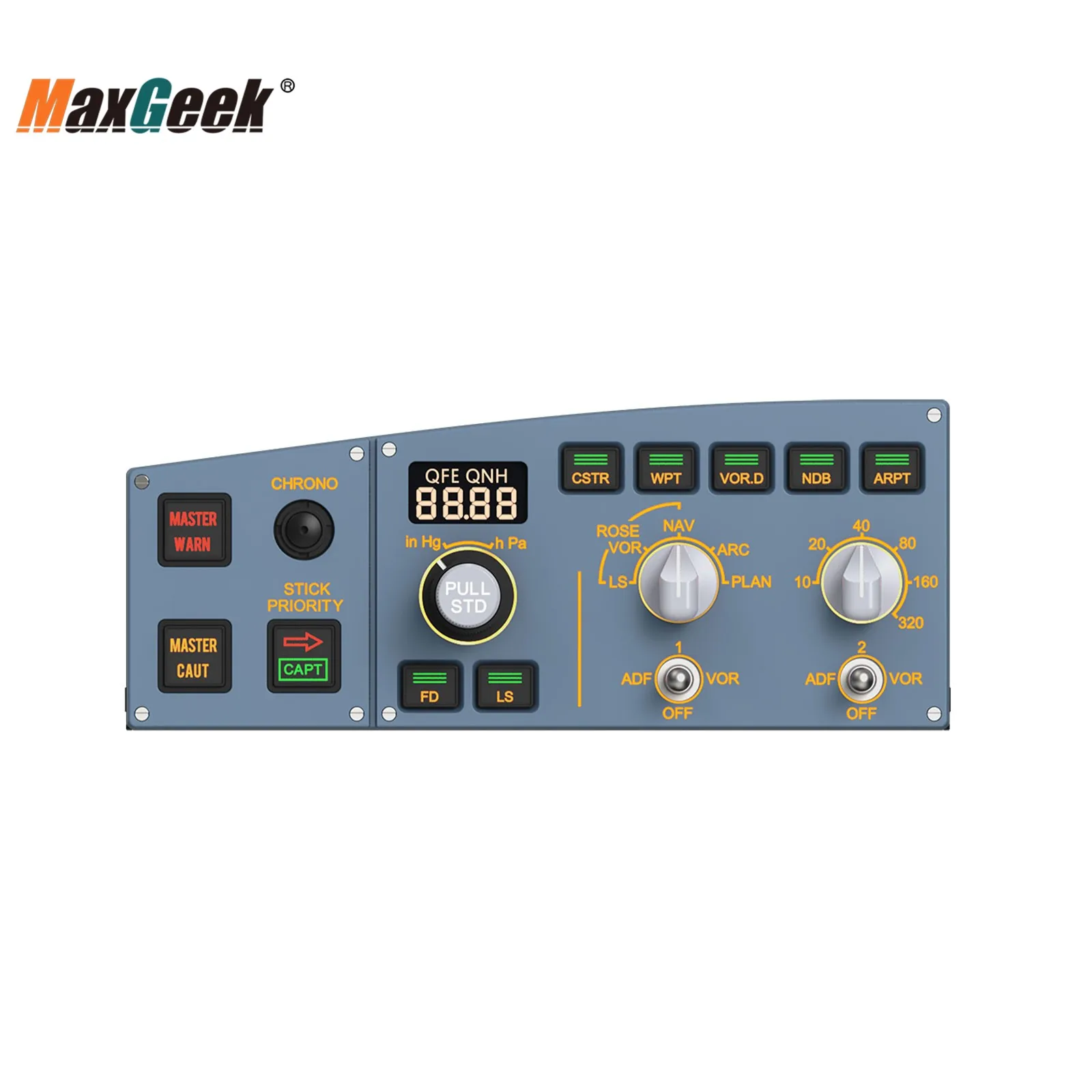 WingFlex Compact A320 EFIS CUBE مع لوحة تحذير LCD مزدوجة اللون واتصال USB للتوصيل والتشغيل