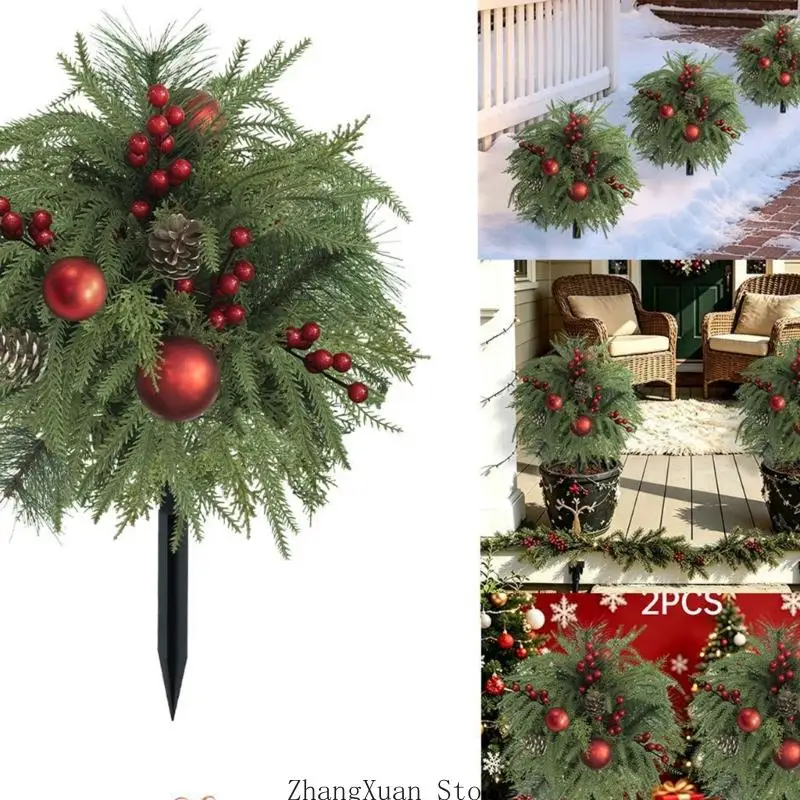 Weihnachts-Rasenstecker, Akzent, künstlicher Weihnachtsstecker für den Außenbereich, Dekoration mit Festlichkeiten für – Detail 8