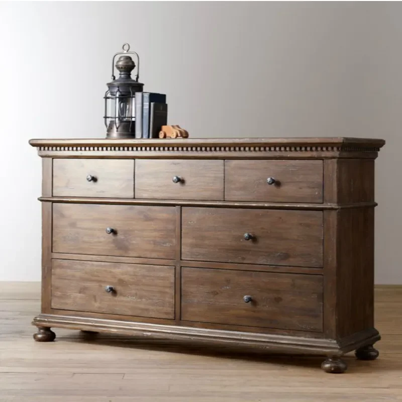 for American Locker North American Black Walnut Seven Bucket Cabinet Log Ash Wood Entrance Cabinet All Solid Wood Bedroom
