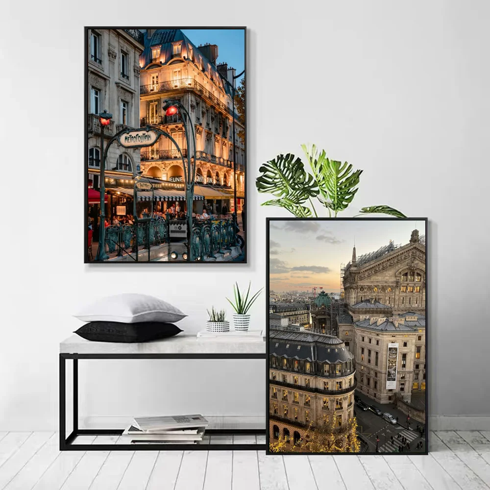 1pc Vintage Cityscapes Style London Parisian France Berlin Germany Poster Self-adhesive Art Waterproof Paper Sticker Wall Decor