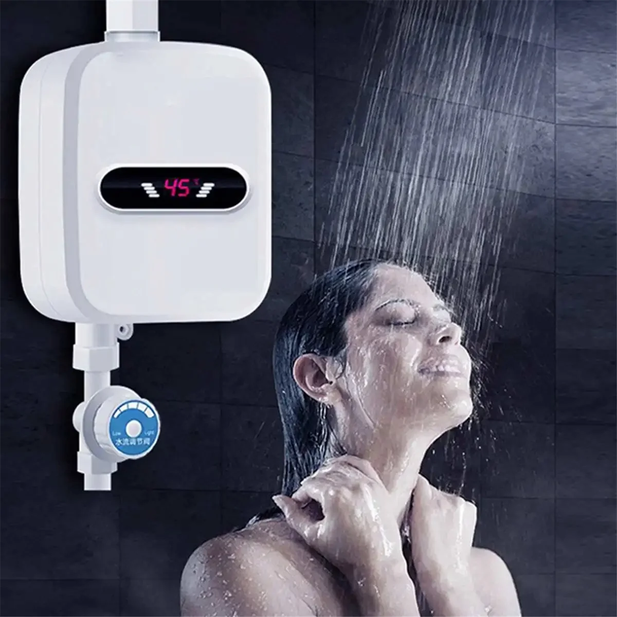 Instant Water Heater Shower Bathroom Faucet Plug Hot Water Heater 3500W Digital Display for Country House AU Plug