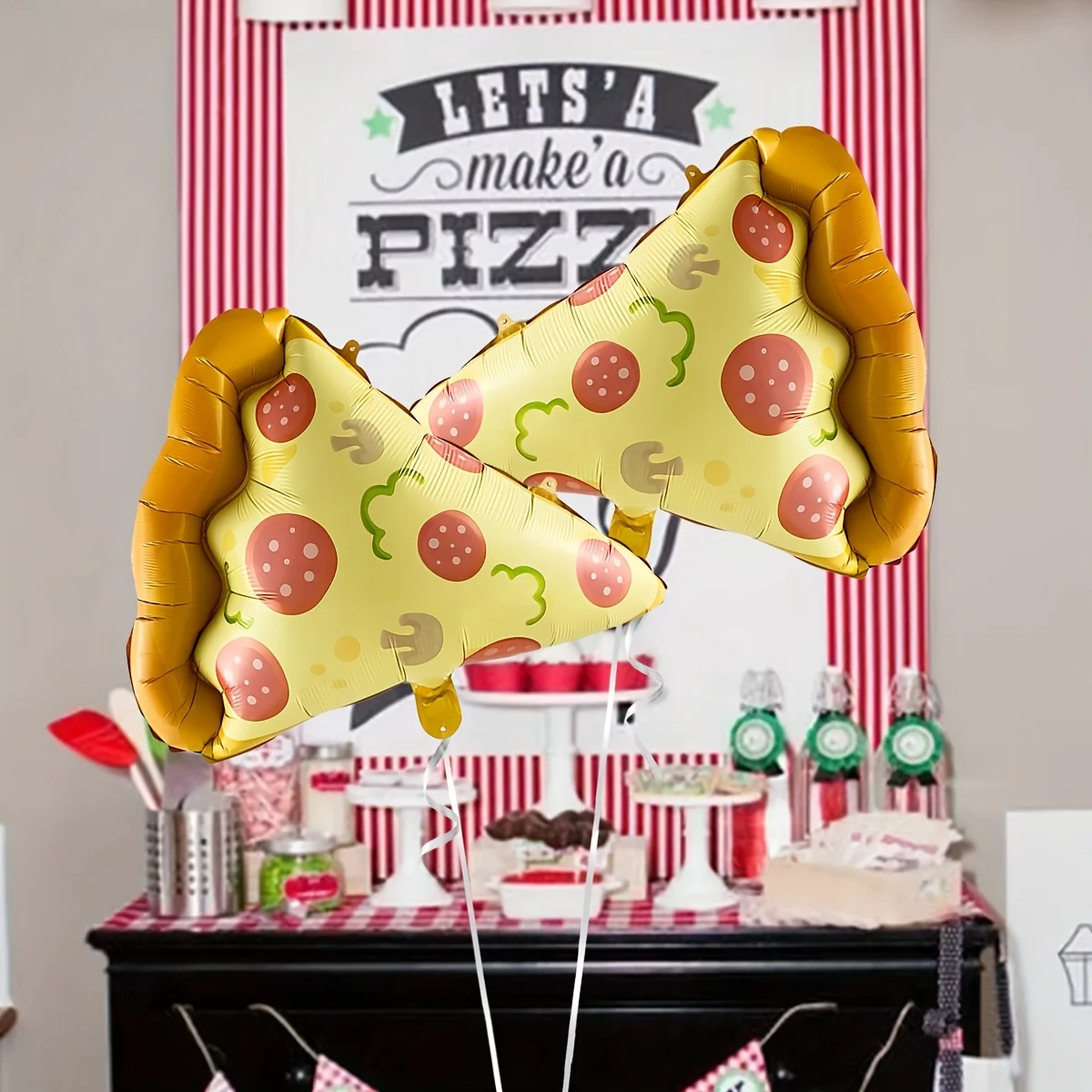 مجموعة بالونات من فيلم البيتزا المصنوعة من الألومنيوم مكونة من قطعتين - قطعة أثرية أساسية لتزيين المطاعم/الاحتفالات أعياد الميلاد! #3