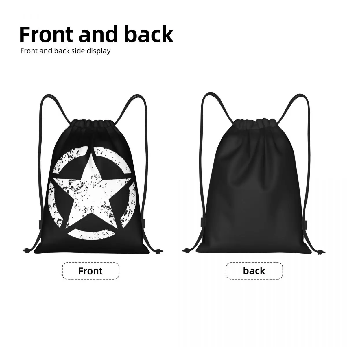 Custom Military Tactical Army Star Drawstring Bag for Shopping Yoga Backpacks Women Men Sports Gym Sackpack