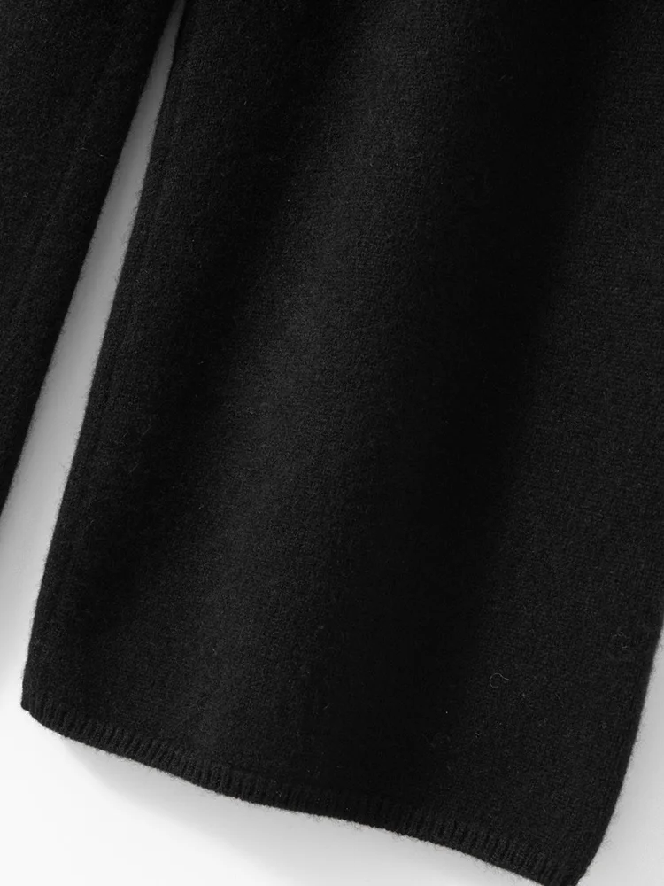 

100% Cashmere Pullover Sweater Women's Sexy V-Neck Mid-Length Wide-Leg Pants Two-Piece Set Warm Fashion Autumn Winter Casual