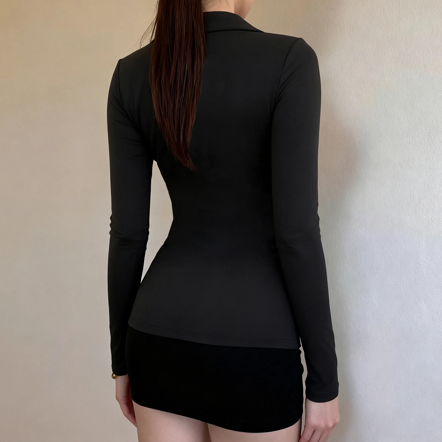 SUCHCUTE Sexy V-neck Cross-Over Shirt Women's Long Sleeve Pockets Tops Casual All Match Tees Fall/Spring Outfit Vintage Clothes
