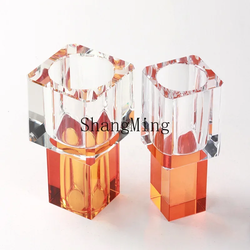 

CL simple creative crystal vase transparent art flower ware model room hotel homestay front desk decoration