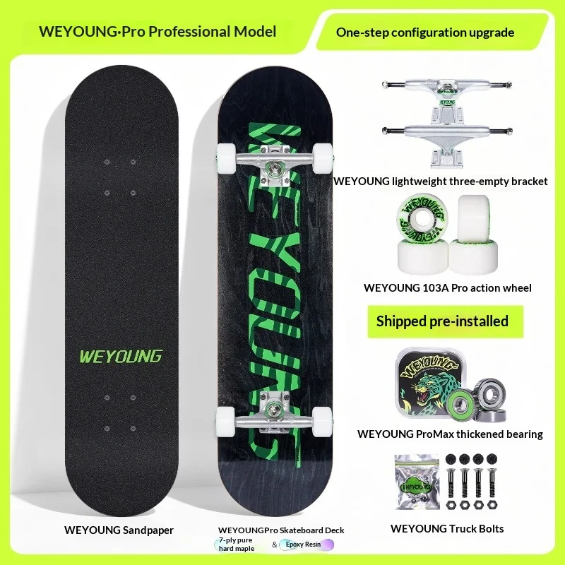 

Complete Skateboard 31 Inch Maple Deck Cruiser Adult Kids ABEC9 Bearings PU Wheels LED Lights Smooth Ride Green Black Skateboard