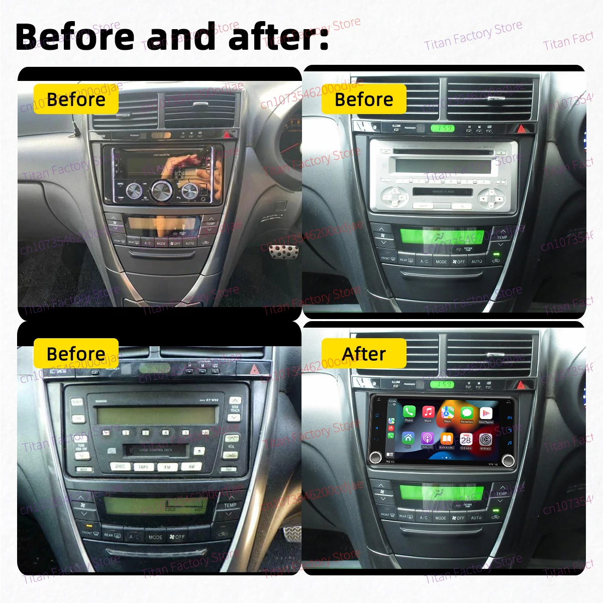 7 "شاشة أندرويد سيارة الوسائط المتعددة 2Din راديو لتويوتا كالدينا 2002-2007 اللاسلكية Carplay أندرويد السيارات رئيس وحدة ستيريو لتحديد المواقع واي فاي