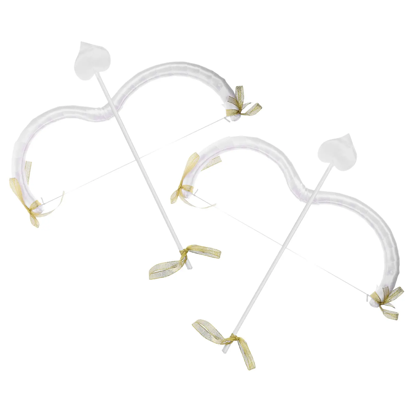 2Sets Heart-Shaped Cupid Bow and Arrow Mini Prop Set Valentine's Day Costume Accessory for Adults Couples Cosplay Holiday Party