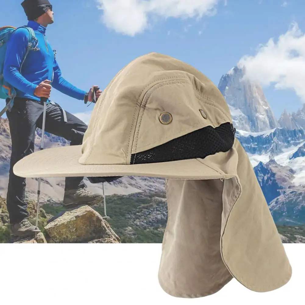 Men Women Unisex Hiking Cap Fishing Hat Neck Flap Adjustable Sun Protection Quick Dry Drawstring Wide Brim Cap for Outdoor