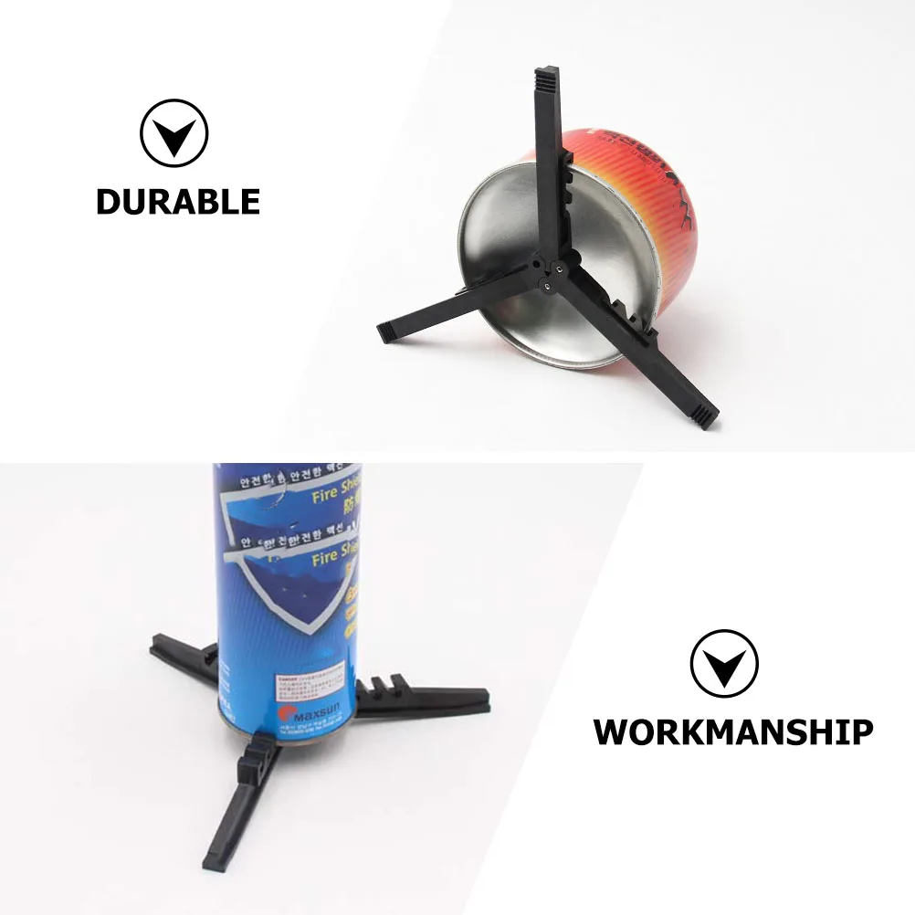 

2pcs Canister Stand Gas Tank Camping Hiking Folding Tripod Stand Black Durable Nylon Plastic Compact Light Small Outdoor Stove