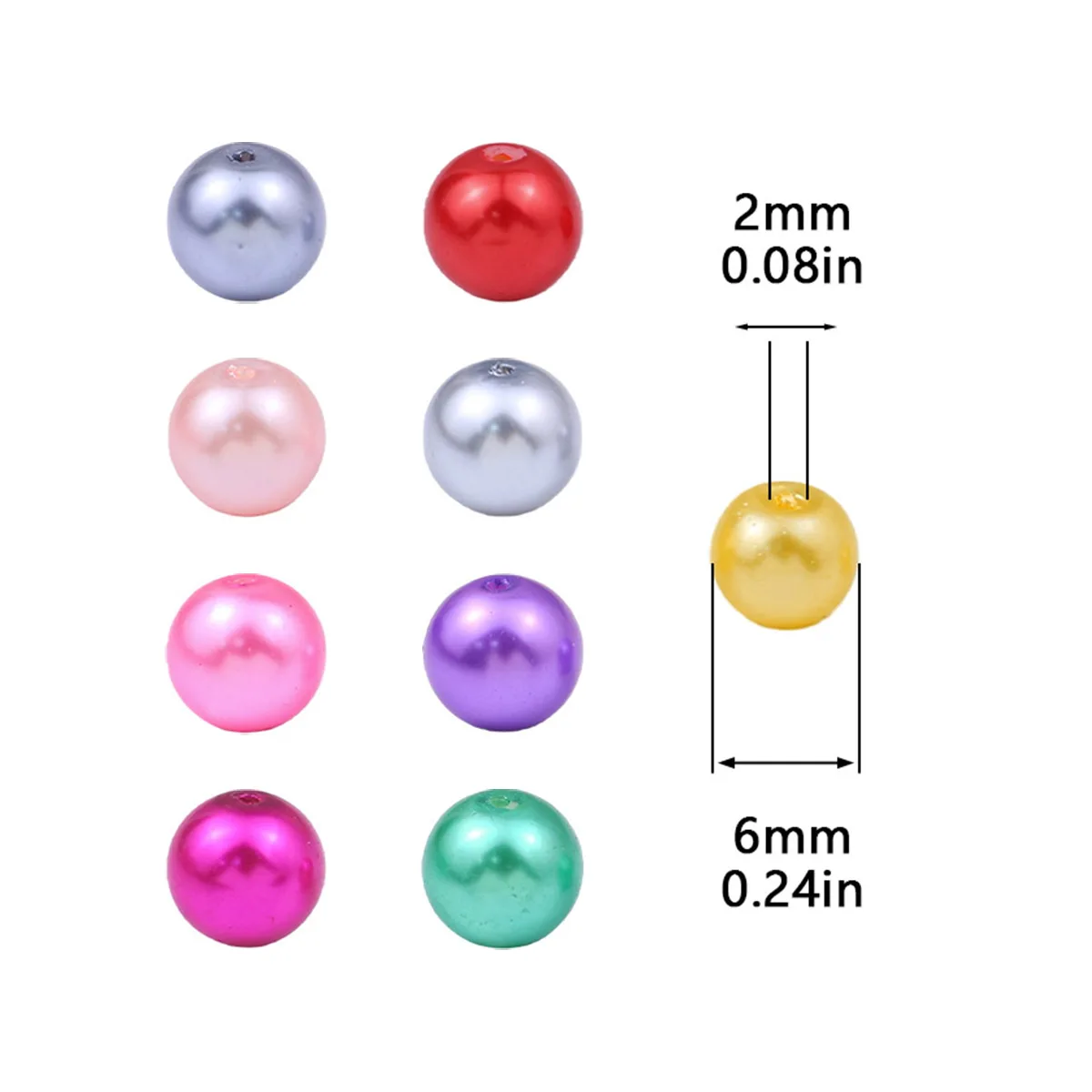 100-300Pcs Simulated Pearl Glass Beads 6mm Round Multi Color Loose Spacer Beads for DIY Craft Making Bracelet Chain Accessories